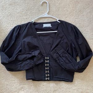 Black Crop Top with Hook Closure